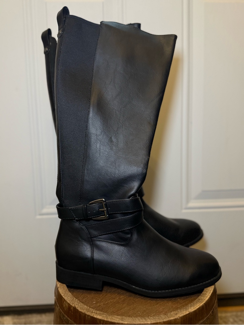 Target Black Knee-High Buckle Riding Zip-Up Boots